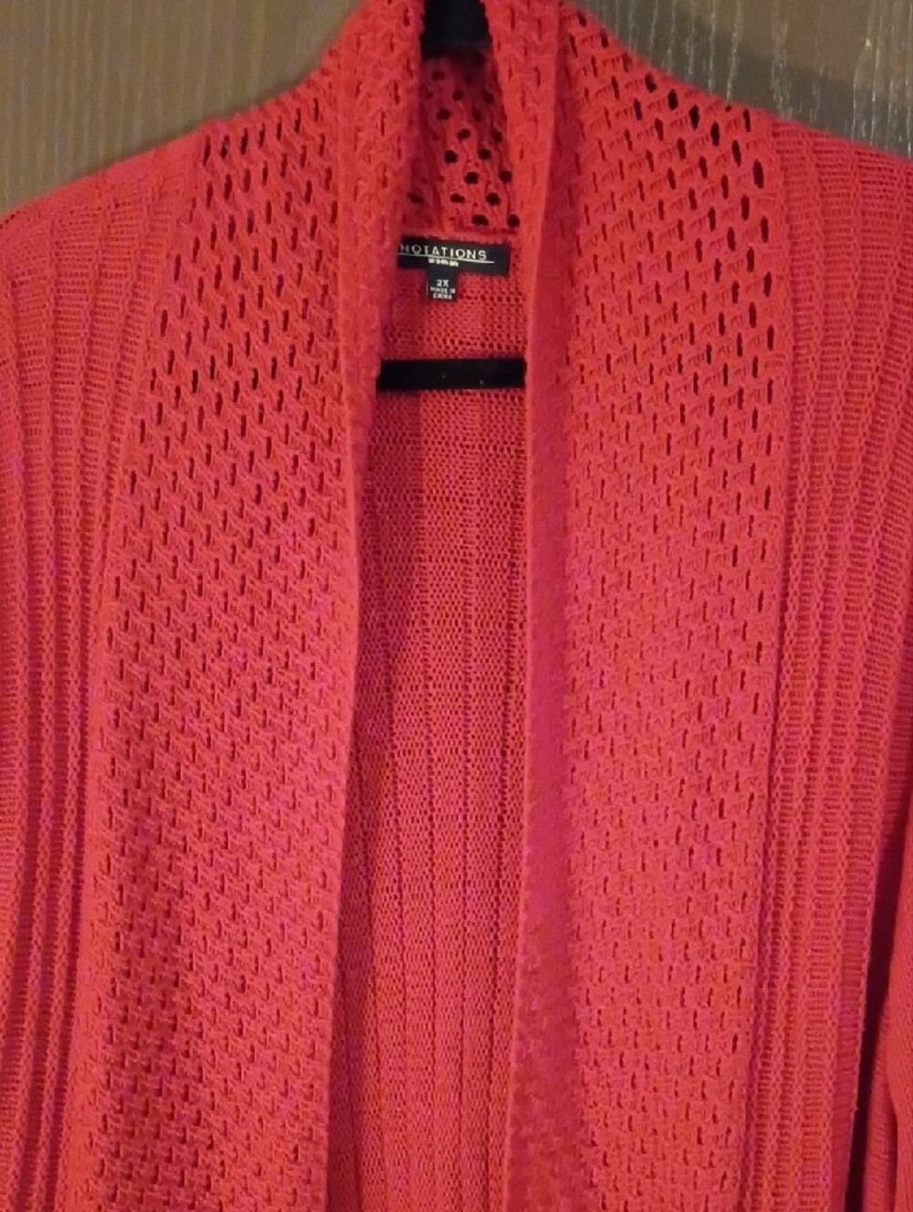 Notations Red Open-Front Knit Cardigan - Picture 2 of 5